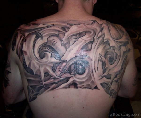 Fabulous Biomechanical Tattoo On Back