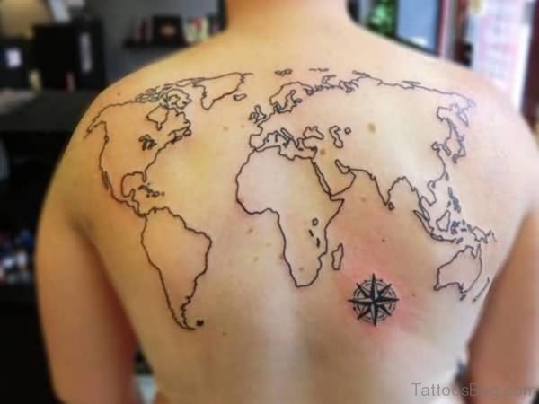 Fabulous Map Tattoo With Compass