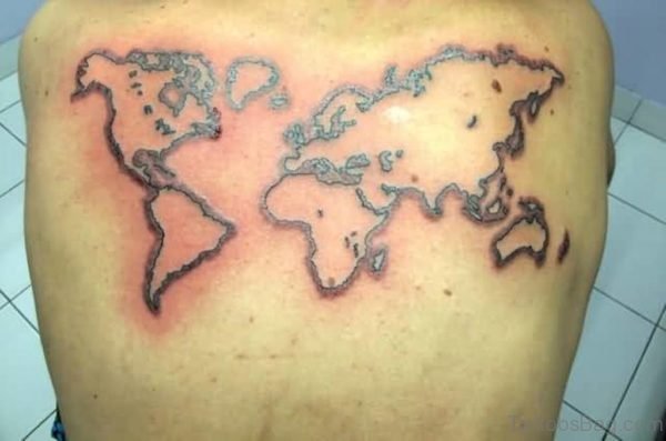 Fabulous World Map Tattoo On Back
