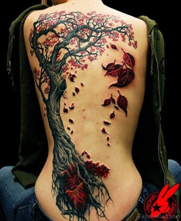 Fall Tree Tattoo On Back