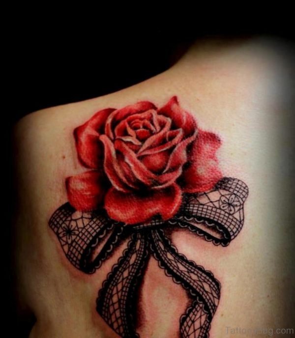 Fancy Bow And Rose Tattoo