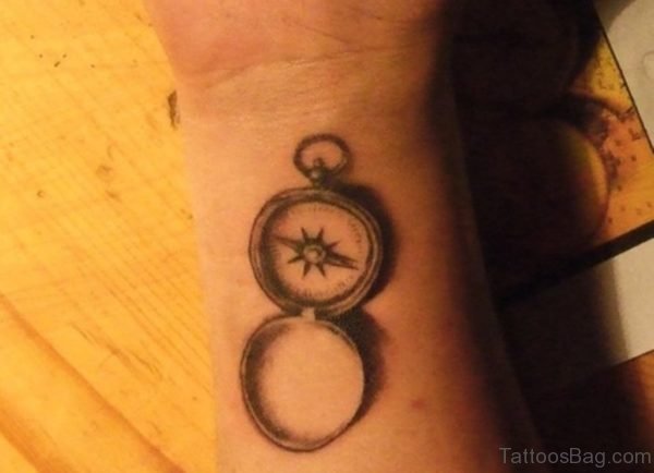 Fancy Compass Tattoo On Wrist