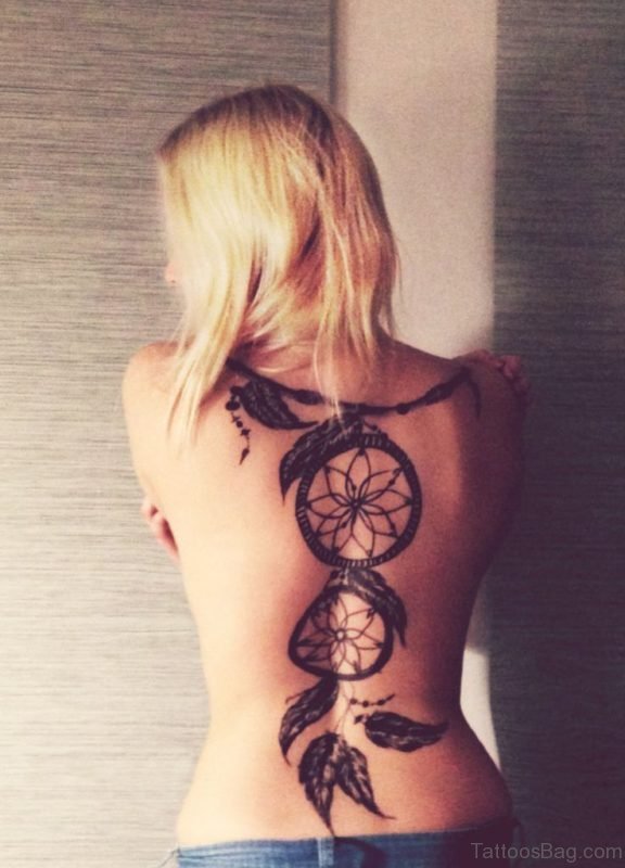 Fancy Dreamcatcher Tattoo On Back