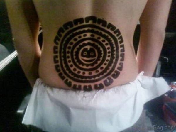 Fantastic Aztec Tattoo Design On Lower Back