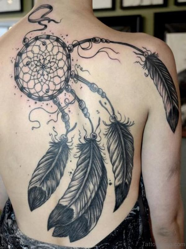 Fantastic Dreamcatcher Tattoo On Back