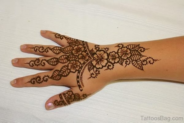 Fantastic Henna Flower Tattoo On Hand