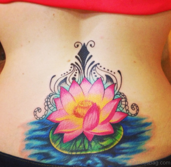 Fantastic Lotus Tattoo On Lower Back -
