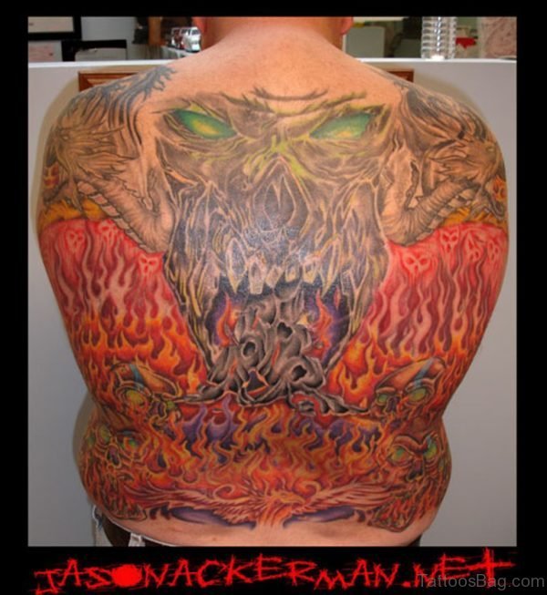 Fantastic Skull Tattoo On Back