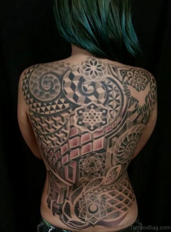 Fantastic Geometric Tattoo On Full Back