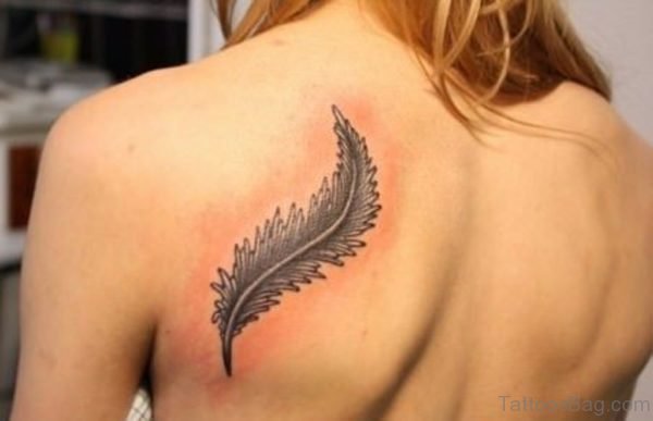 Feather Tattoo On Right Back