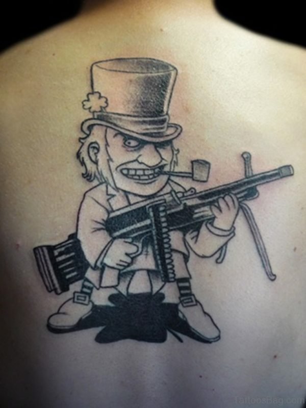 Fine Gun Tattoo On Back