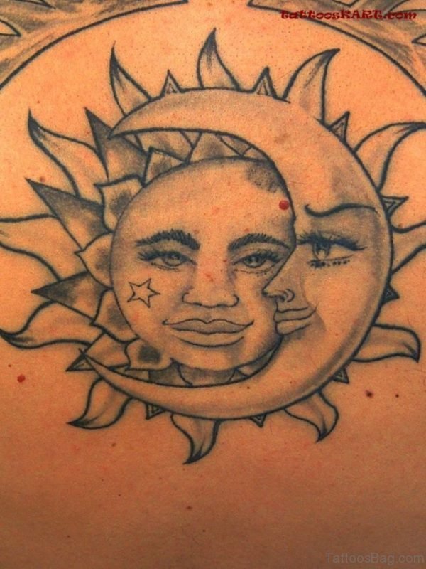 Fine Sun And Moon Tattoo