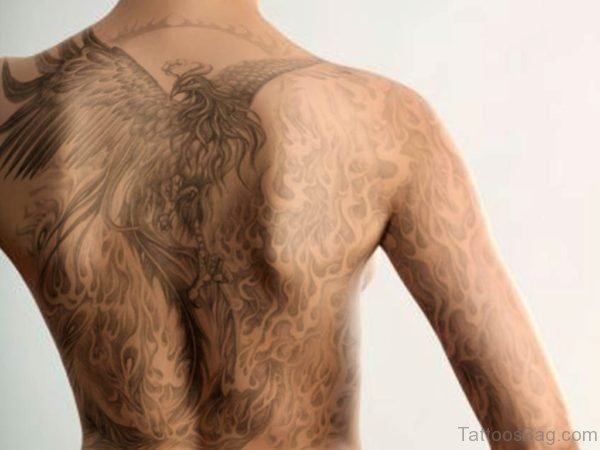 Fire Flame And Phoenix Tattoo