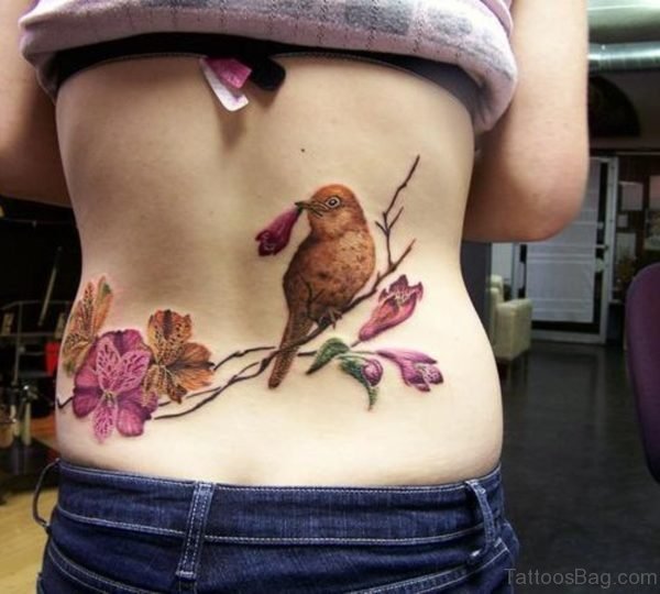 Flower And Bird Tattoo