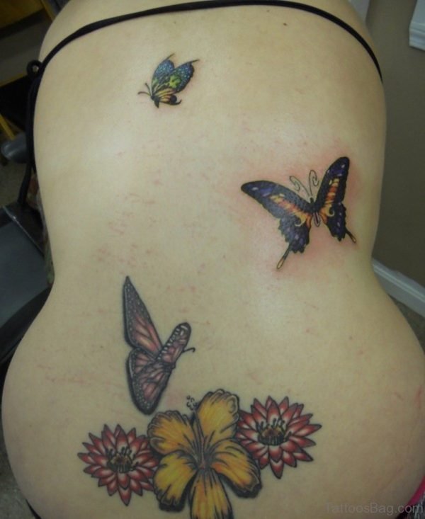 Flower And Butterfly Tattoo
