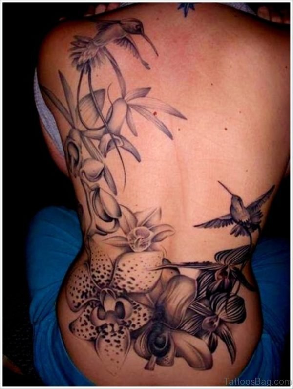Flower And Hummingbird Tattoo