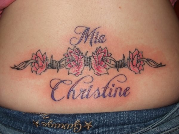 Flower And Name Tattoo