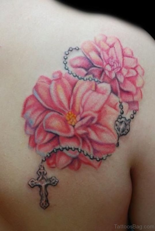 Flower And Rosary Chain Tattoo