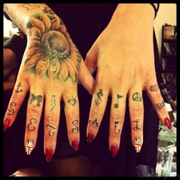 Flower And Symbols Tattoo