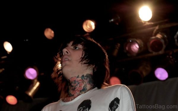 Flower Tattoo On Neck