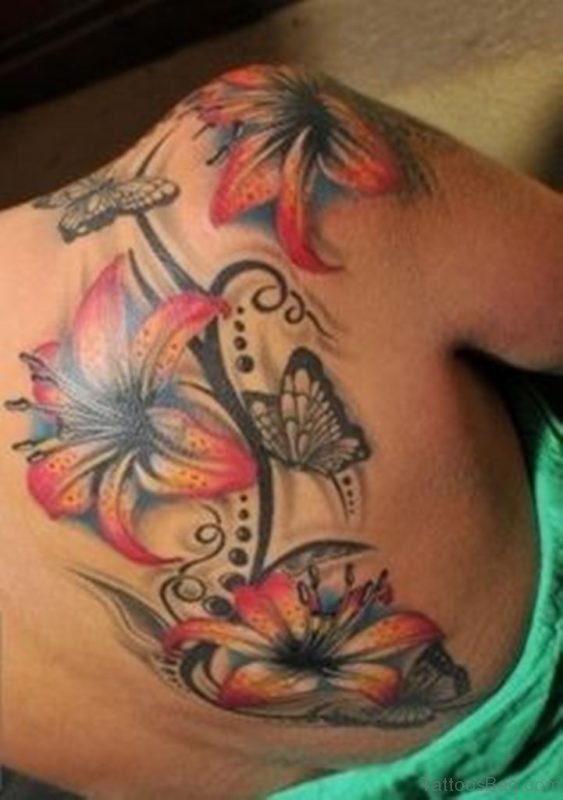 Flower and Butterfly Tattoo Design