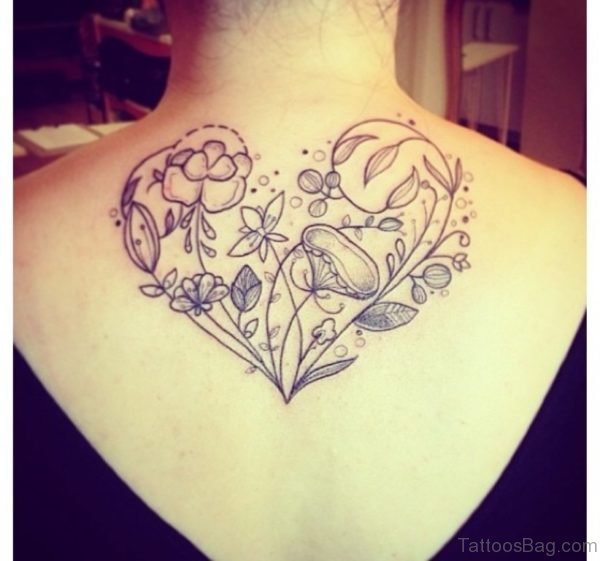Flowers And Heart Tattoo