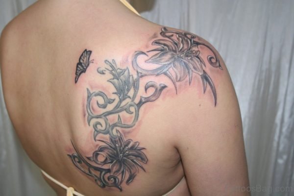 Flying Butterfly Tattoo On Back