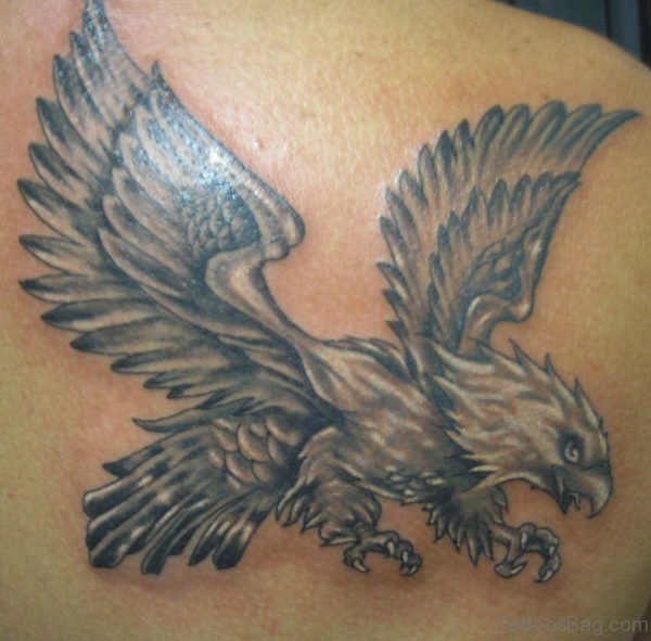 Flying Eagle Tattoo On Back