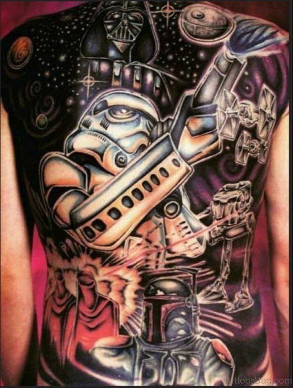 Full Back Wing Horror Tattoo