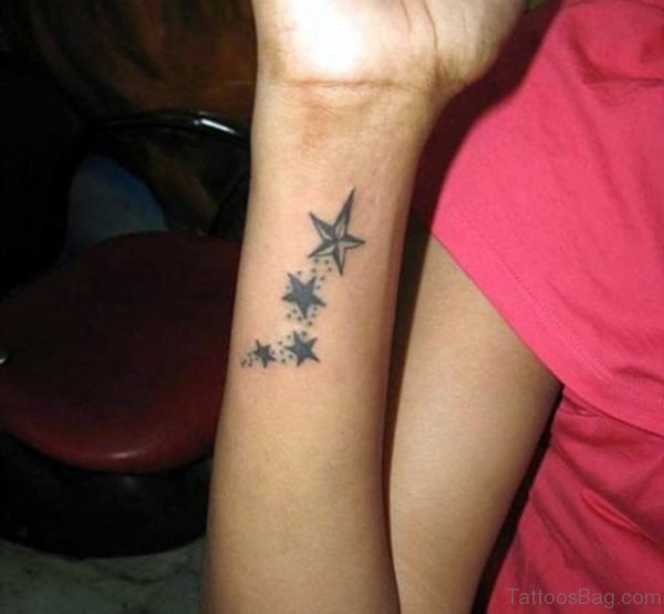 Funky Stars Tattoo On Wrist