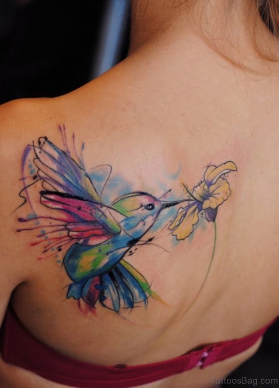 Watercolor Hummingbird Tattoo