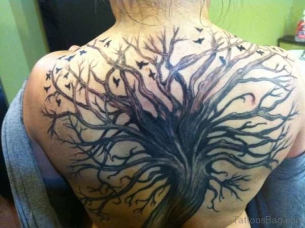 Graceful Tree Tattoo On Back