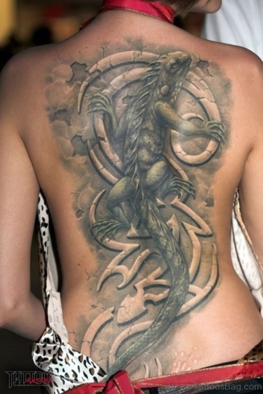 Gecko Tattoo On Back