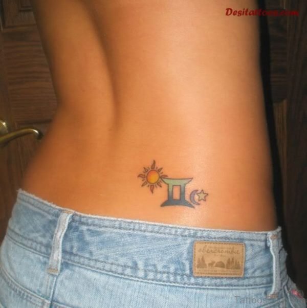 Gemini Zodiac Tattoo On Back