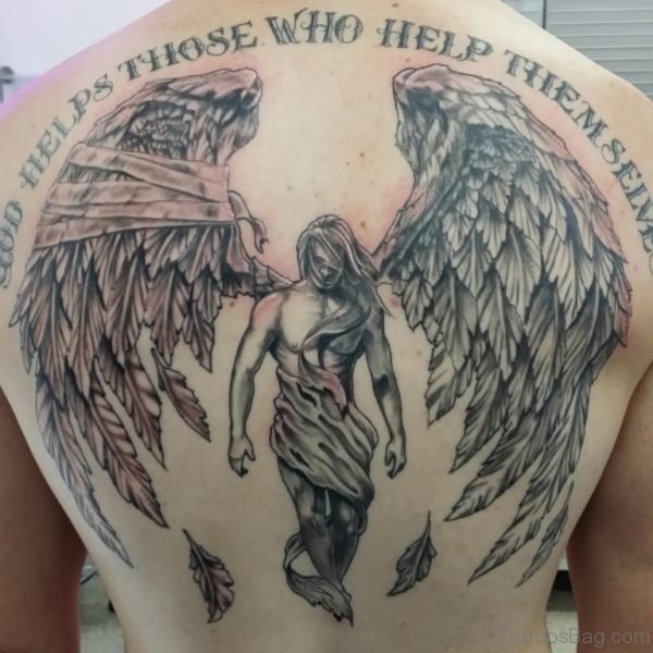 God Helps Those Memorial Angel Tattoo