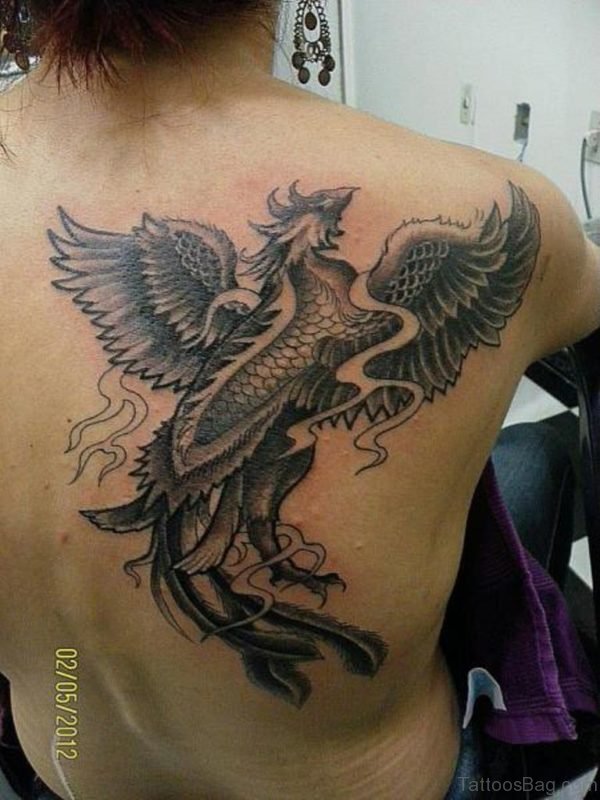 Gorgeous Phoenix Tattoo On Back