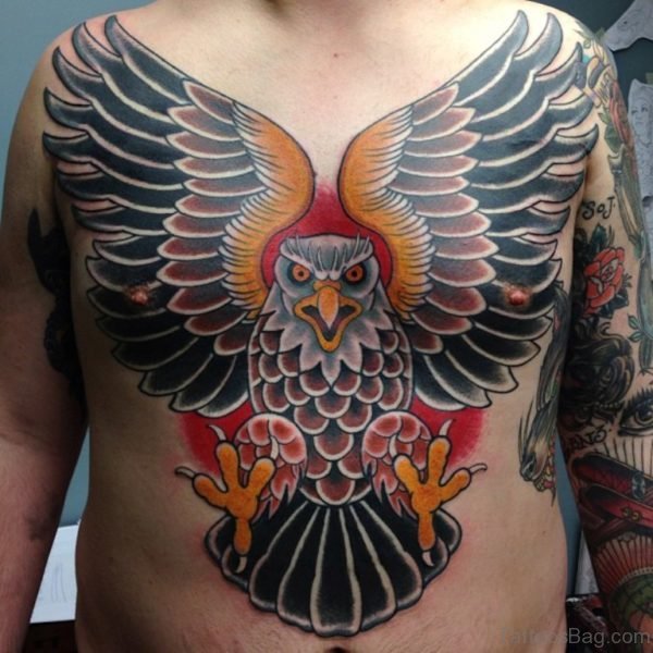 Graceful Eagle Tattoo On Chest