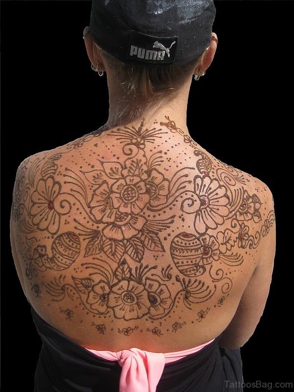 Graceful Flowers Tattoo On Back