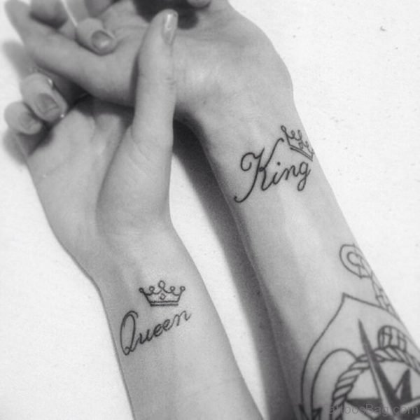 Graceful King And Queen Crown Tattoo