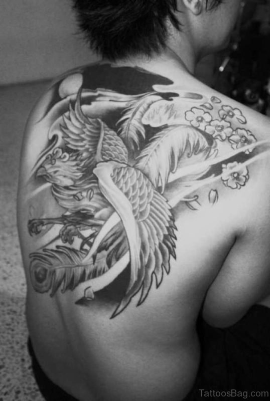 Graceful Phoenix Tattoo On Full Back