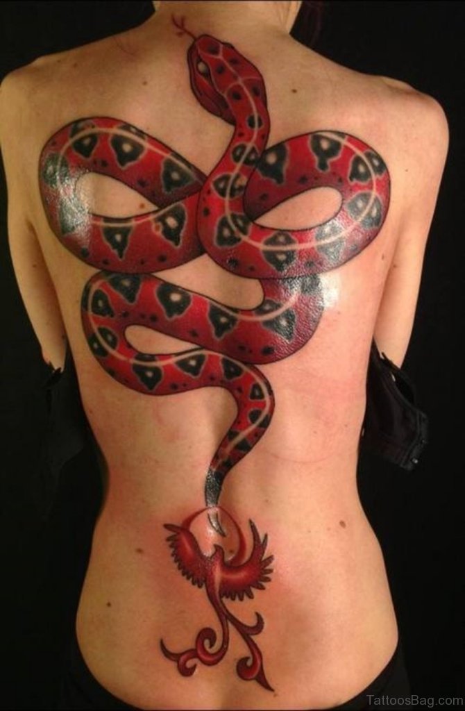 Graceful Red Snake Tattoo