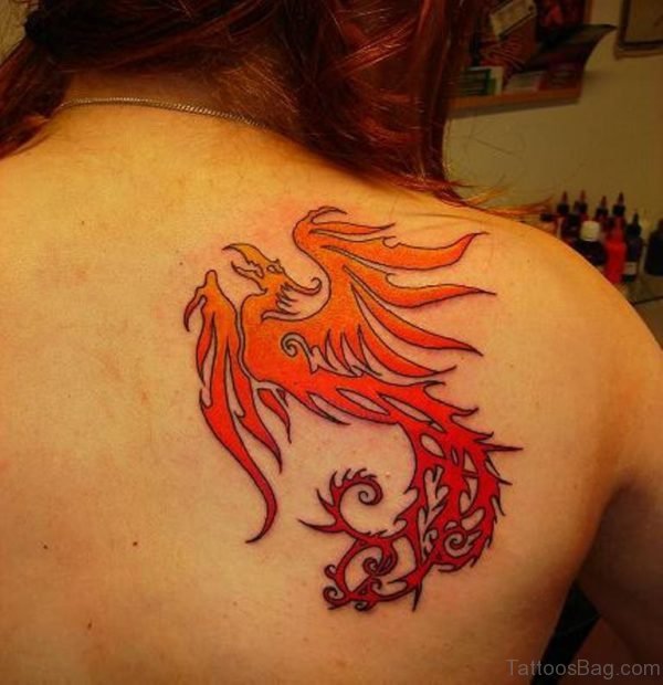 Graceful Phoenix Tattoo On Back