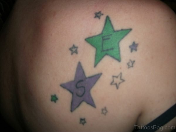 Green And Blue Stars Tattoo