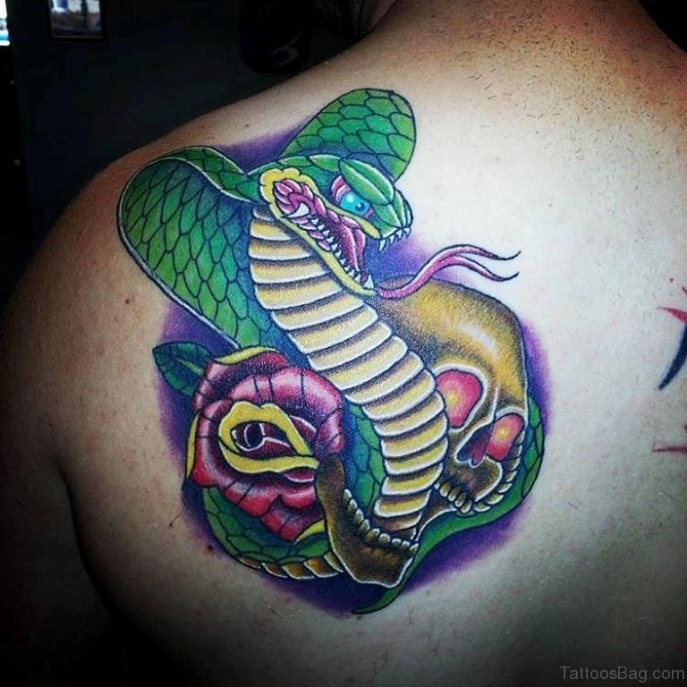 Green Color Snake Tattoo Design