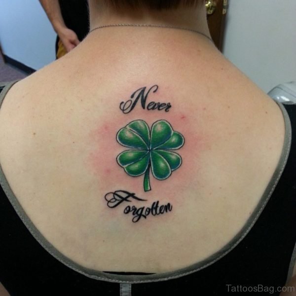 Green Wording Leaf Tattoo