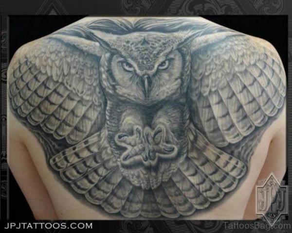 Grey Color Owl Tattoo