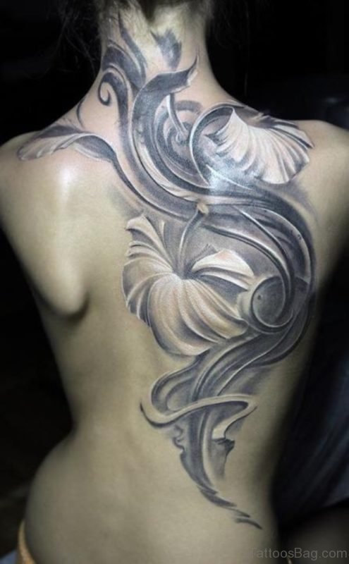 Wonderful Grey Flower Tattoo