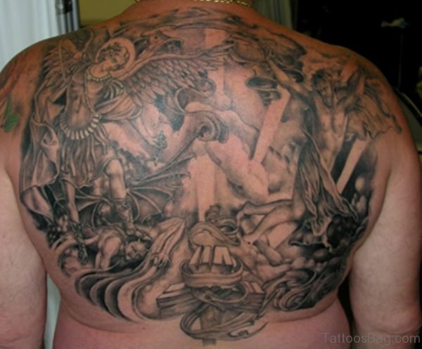 Grey Full Back Tattoo