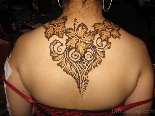 Grey Henna Tattoo On Back