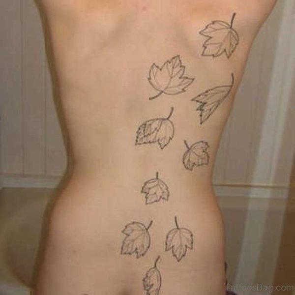 Grey Ink Leaves Tattoo Design